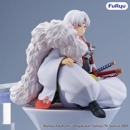 InuYasha Sesshomaru Vol. 2 Noodle Stopper Figure seated in white outfit with armor and fur pelt