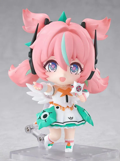 Zenless Zone Zero Nendoroid Aria figure with pink twin tails, a futuristic headset, and a white-and-teal idol outfit.