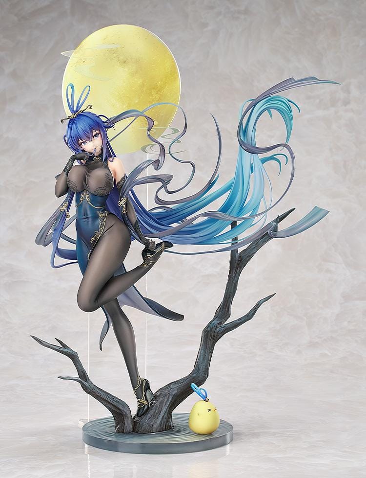 Azur Lane New Jersey Dancing in the Moonlight Ver. 1/7 Scale Figure with flowing blue hair black outfit and moonlit display base