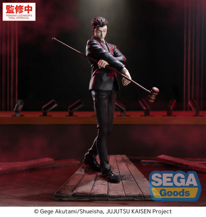Jujutsu Kaisen Luminasta Hiromi Higuruma The Culling Games Figure in black suit holding gavel weapon on wooden platform display base