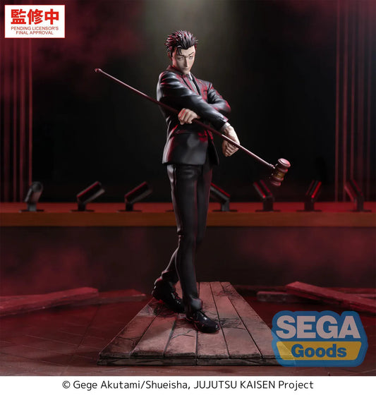 Jujutsu Kaisen Luminasta Hiromi Higuruma The Culling Games Figure in black suit holding gavel weapon on wooden platform display base