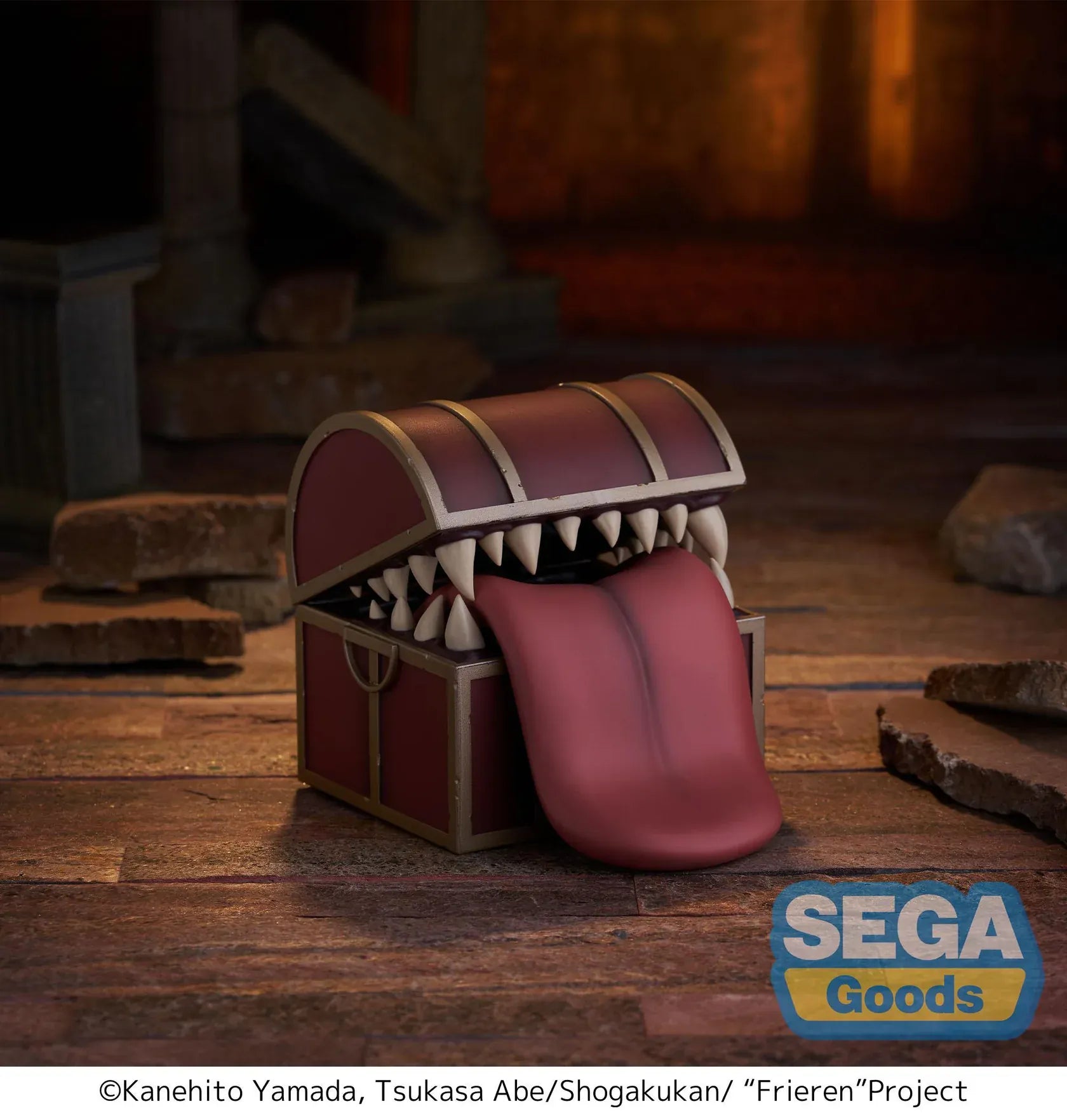 Frieren Luminasta figure stuck in mimic chest with tongue and detailed fantasy design