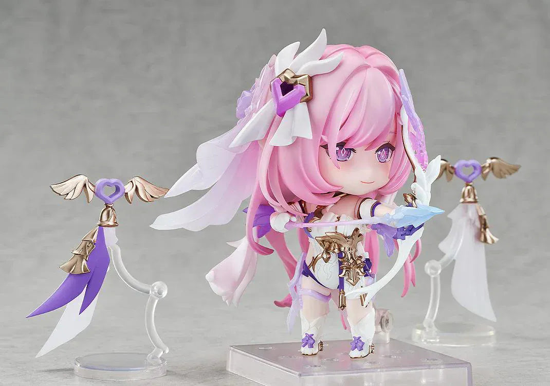 Honkai Impact 3rd Nendoroid No.2916 Elysia Herrscher of Human Ego chibi figure with pink hair, white and purple outfit, and wing accessories