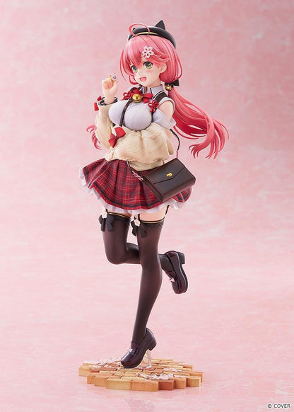 hololive production Sakura Miko Date Style Casual Outfit Ver. 1/7 Scale Figure with pink hair, plaid skirt, jacket, and shoulder bag