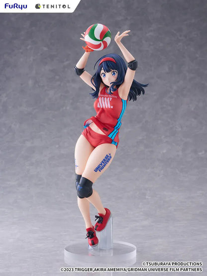 Gridman Universe Tenitol Tall Rikka Takarada Sportswear Ver. Figure in red volleyball sportswear holding a volleyball
