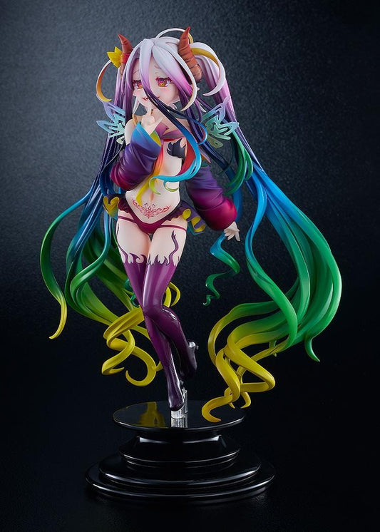 No Game No Life Black Shiro 1/7 Scale Figure with rainbow-gradient hair horn details and dark outfit