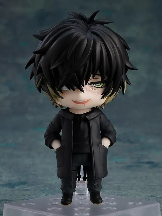 Slow Damage Nendoroid Towa Figure rerelease with black hair, green eye, facial scars, and black outfit