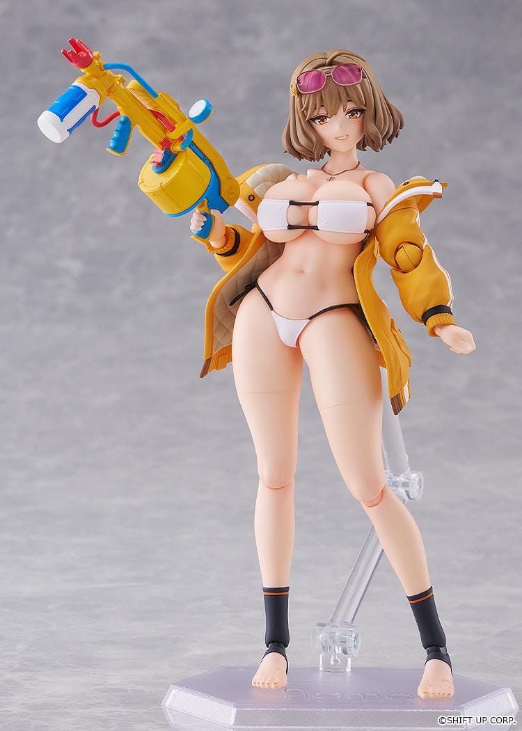 GODDESS OF VICTORY NIKKE figma Anis Sparkling Summer figure wearing swimsuit and yellow jacket with colorful water gun