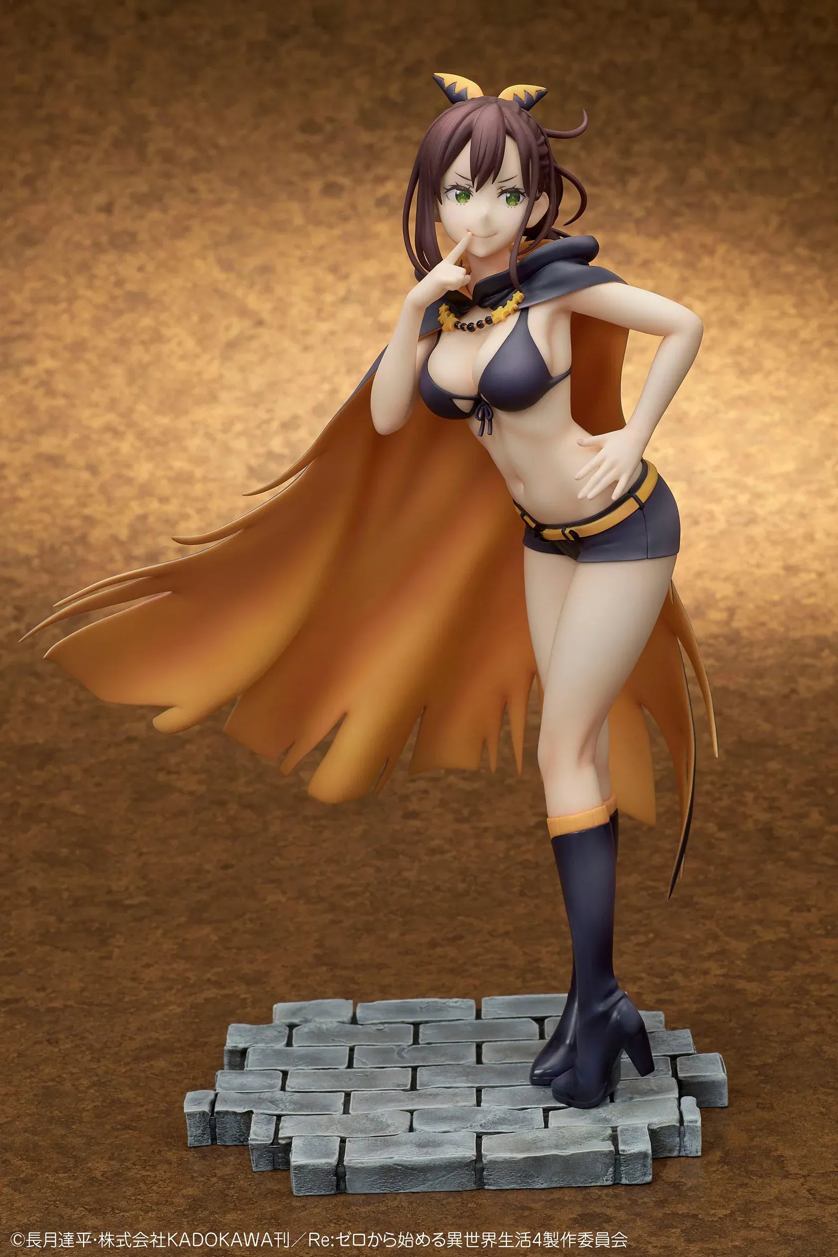 Re Zero Shaula 1/7 scale figure with flowing cape dynamic pose and fantasy themed stone base