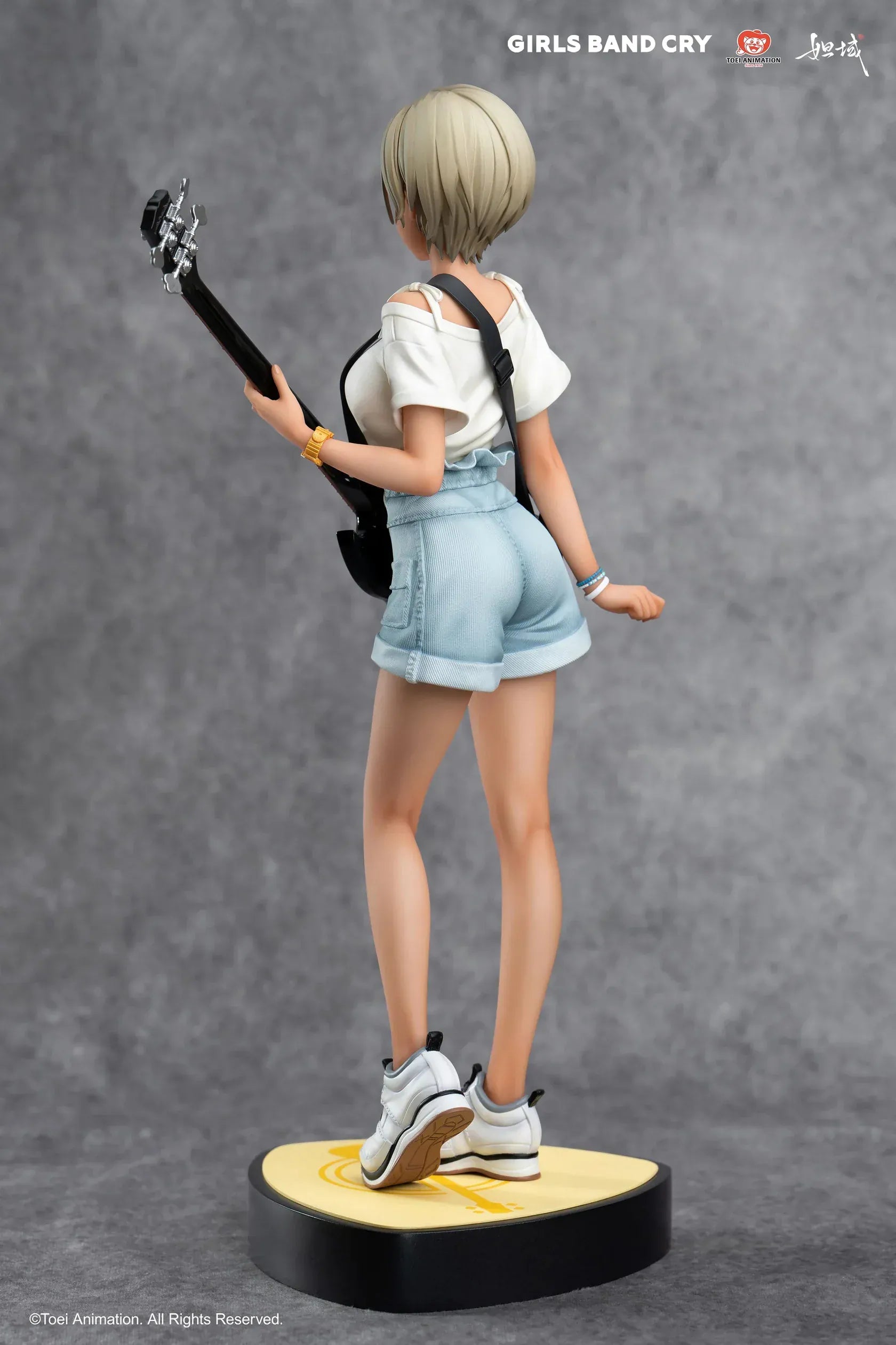 Girls Band Cry Subaru Rupa 1/7 scale figure holding black guitar with themed display base and bonus item included