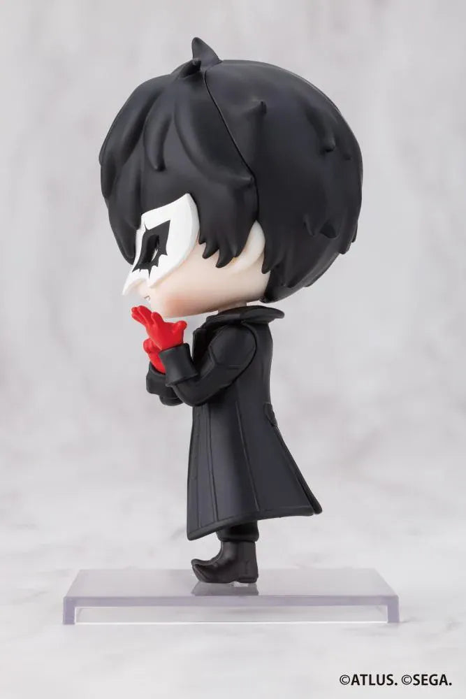 Persona 5 Royal Oshi Works Mini Joker Figure wearing his black Phantom Thief outfit, white mask, and red gloves