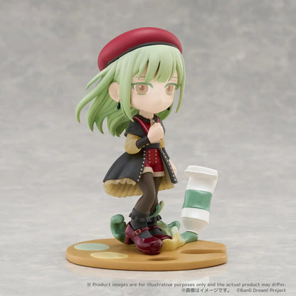 BanG Dream PalVerse Pale Ave Mujica Mortis chibi figure with green hair gothic outfit and painter palette base