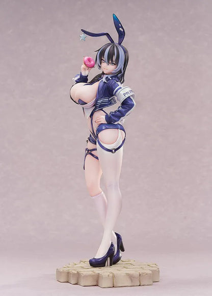 CheLA77 Illustration Bunny Cops_02 1/6 scale figure featuring a bunny police officer in a navy blue outfit holding a pink frosted donut
