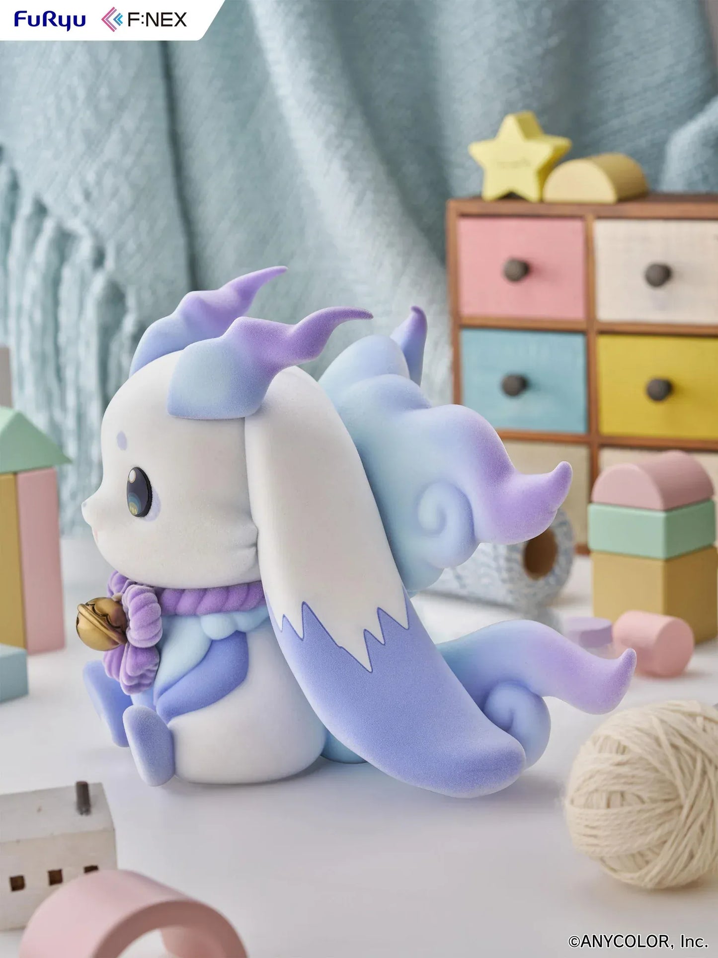 Nijisanji Lunlun 1/2 scale flocked soft vinyl figure featuring pastel colors and bell accessory