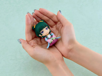The Apothecary Diaries Nendoroid Plus Maomao Garden Party Ver. rubber mascot wearing elegant pink, green, blue, and burgundy robes.