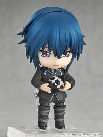 Shugo Chara Nendoroid Ikuto Tsukiyomi Figure featuring Ikuto in a chibi style with dark blue hair, black outfit, blue trim, and tall boots.