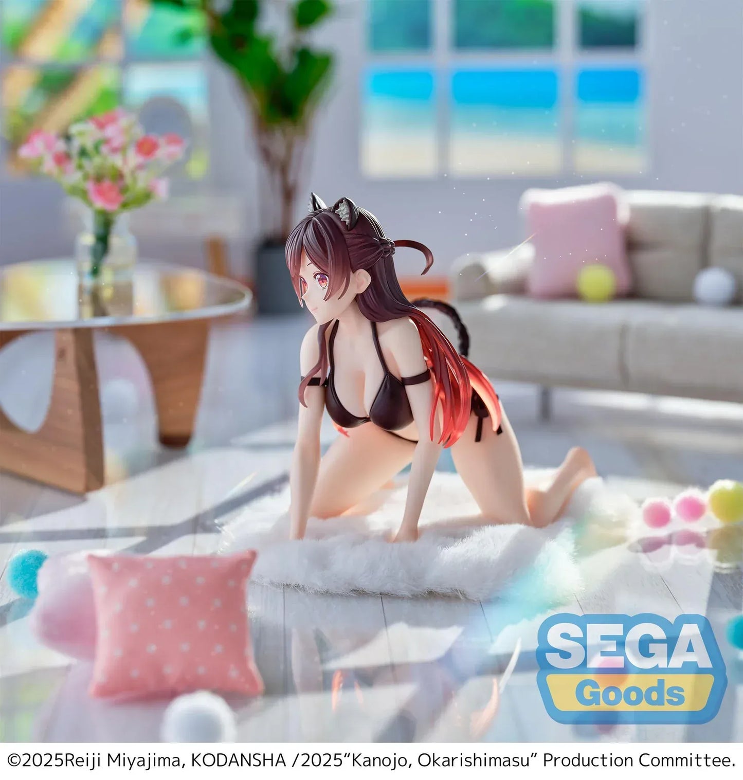 Chizuru Mizuhara Yumemirize figure in black bikini with cat ears from Rent-A-Girlfriend