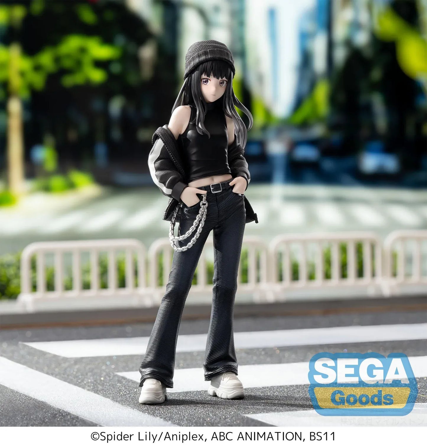 Lycoris Recoil High Premium Figure Takina Inoue Street Snap Figure wearing black streetwear with white sneakers