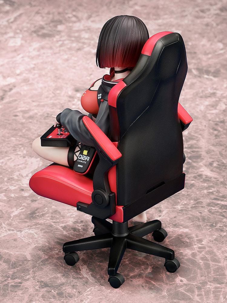 Zashiki Warashi-chan 1/7 scale figure sitting in red and black gaming chair holding a joystick