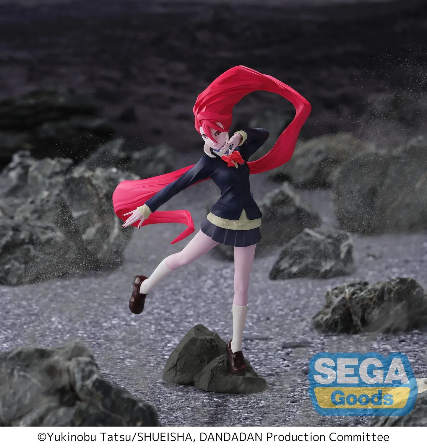 Dandadan Luminasta Aira Transformed Figure with flowing red hair in a dynamic action pose