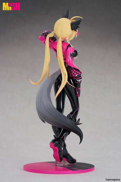 Muse Dash LIMEPIE Rin Racer 1/8 scale figure wearing a glossy black-and-pink racing outfit.