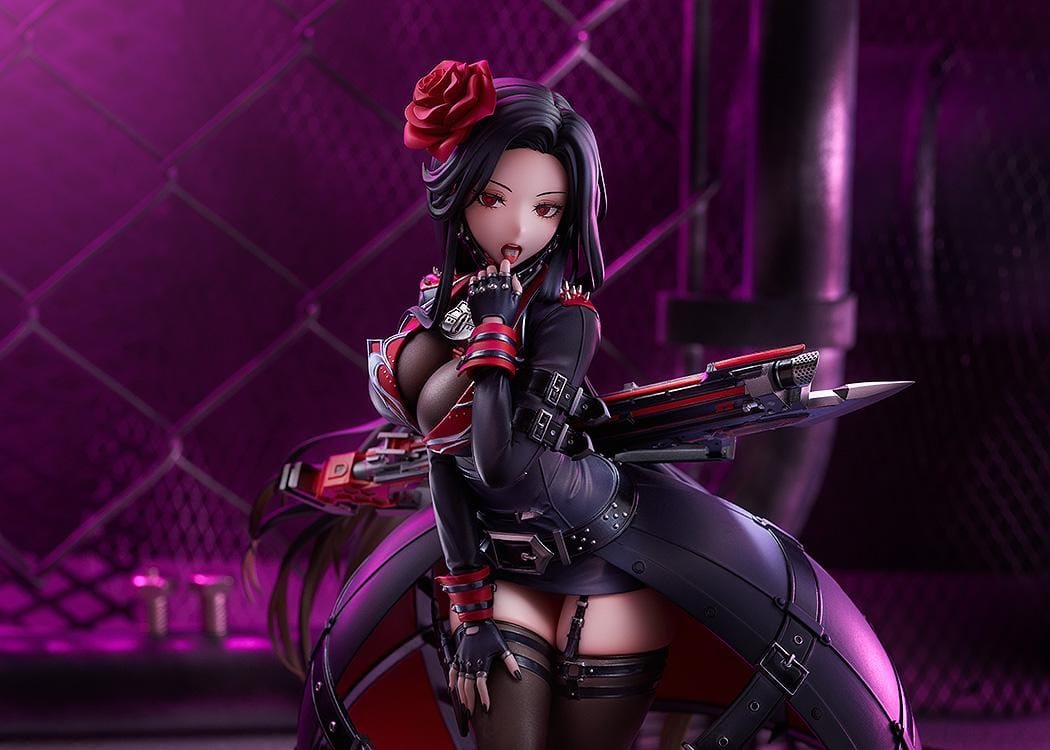 Goddess of Victory: NIKKE Maiden 1/7 Scale Figure in black and red outfit with rose accessory and weapon wings