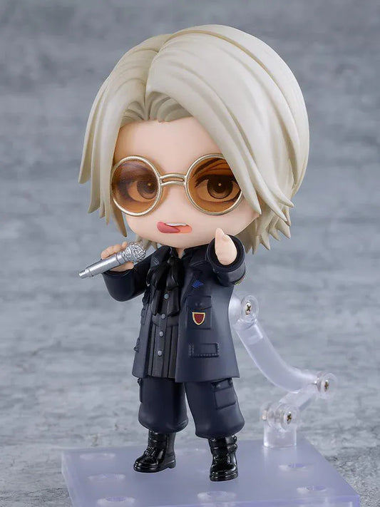 Nendoroid HYDE figure holding microphone wearing detailed stage outfit and decorative hat