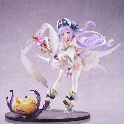 Unicorn White My Angel 1/6 scale figure from Azur Lane with angel wings, white dress, lavender hair, and staff accessory on display base