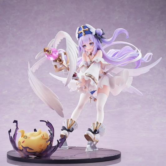 Unicorn White My Angel 1/6 scale figure from Azur Lane with angel wings, white dress, lavender hair, and staff accessory on display base
