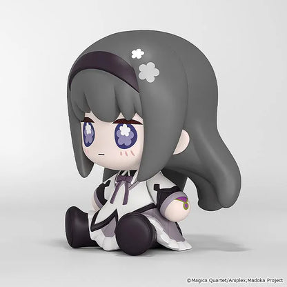 Puella Magi Madoka Magica Huggy Good Smile Homura Akemi Figure with dark hair, magical girl outfit, and cute seated pose