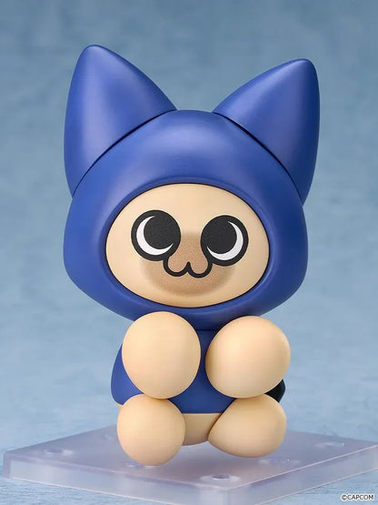 Monster Hunter Nendoroid Palico Layered Armor Kit T. Ver. figure wearing blue cat-themed armor