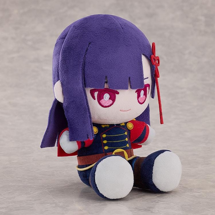 Chained Soldier Punipuni Ren Yamashiro Plushie featuring Ren in a soft chibi-style seated plush design with purple hair, pink eyes, red ribbon, and red-and-black uniform details.