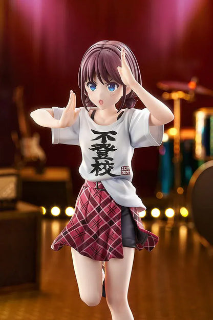 Girls Band Cry Nina Iseri Truancy Ver 1/7 scale figure running in oversized T-shirt and red plaid skirt on circular stage base