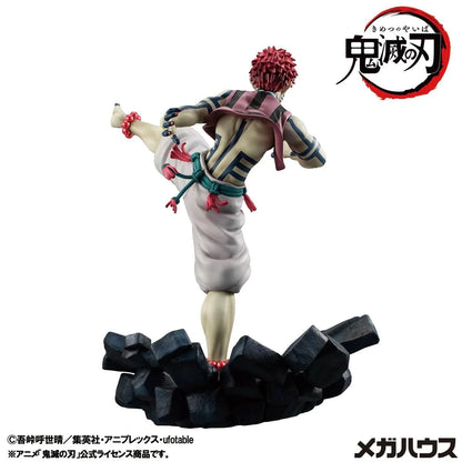 Demon Slayer G.E.M. Series Upper Rank 3 Akaza Repeat Figure mid-kick on shattered stone base
