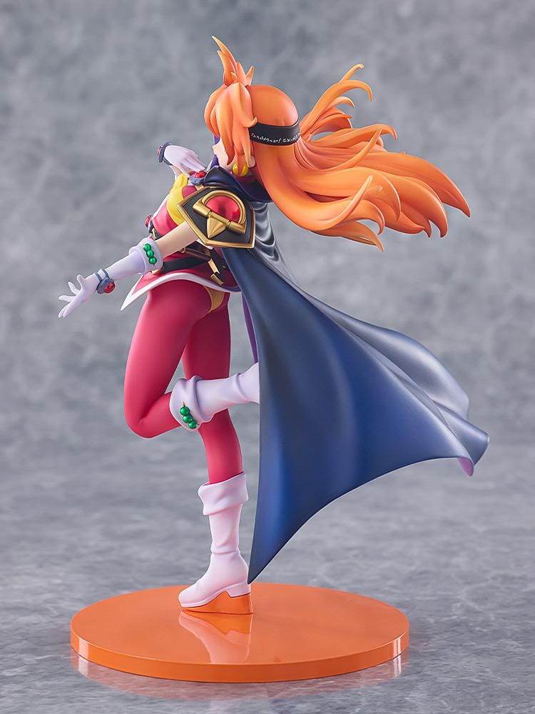 Slayers Lina Inverse Light Novel Non-scale Figure featuring Lina with bright orange hair, red and yellow outfit, black cape, white boots, and an energetic fantasy pose.