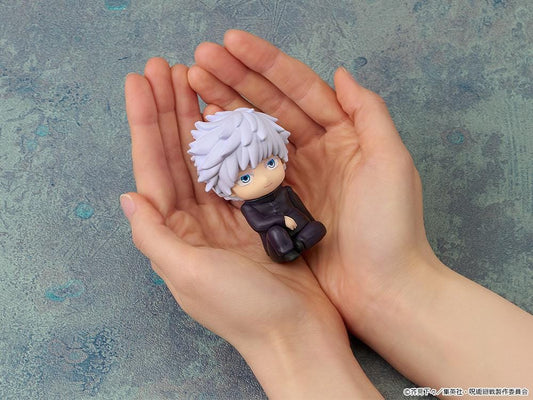 Jujutsu Kaisen Nendoroid Plus Satoru Gojo rubber mascot chibi figure with white hair and blue eyes seated pose