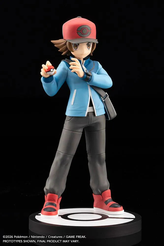 Pokemon ARTFX J Hilbert with Victini 1/8 scale figure featuring Hilbert holding a Poke Ball with Victini and flame effects