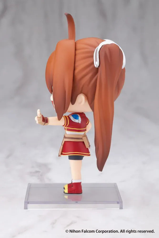 Trails in the Sky Oshi Works Mini Estelle Bright figure with brown twin ponytails, a red outfit, winking smile, and an outstretched peace sign.