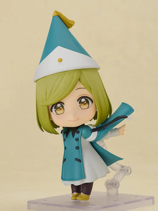 Nendoroid Coco figure from Witch Hat Atelier wearing witch hat and teal outfit in chibi style