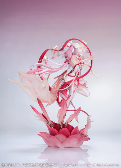 Honkai Impact 3rd Elysia Hi Love Elf Ver. 1/7 Scale Figure Bonus Edition featuring Elysia in a pink-and-white outfit with heart-themed base, ribbon effects, and musical accessories.