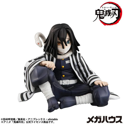 Demon Slayer G.E.M. Series Obanai Iguro seated figure re-run with striped haori and snake
