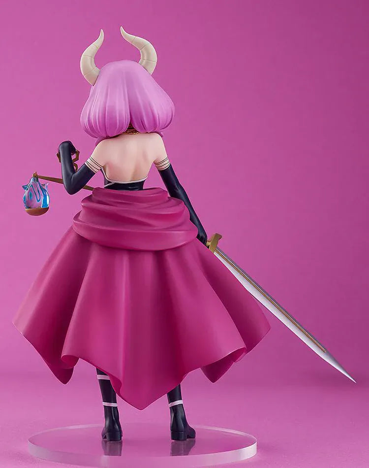 Frieren Beyond Journey's End POP UP PARADE Aura Figure with pink hair, horns, magenta cape, sword, and scale accessory