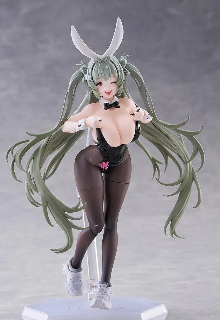 GODDESS OF VICTORY: NIKKE figma Soda Twinkling Bunny figure wearing a black bunny outfit and holding a weapon.