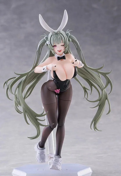 GODDESS OF VICTORY: NIKKE figma Soda Twinkling Bunny figure wearing a black bunny outfit and holding a weapon.