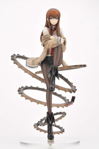 Steins Gate Kurisu Makise 1/8 Scale Figure posed with an intricate mechanical gear display