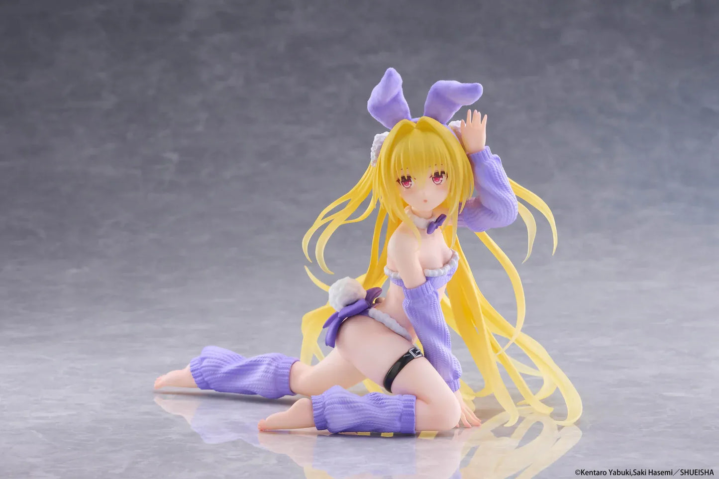 To Love-Ru Darkness MOFLOCK Golden Darkness Fluffy Bunny Ver Figure wearing a purple bunny outfit with long blonde hair