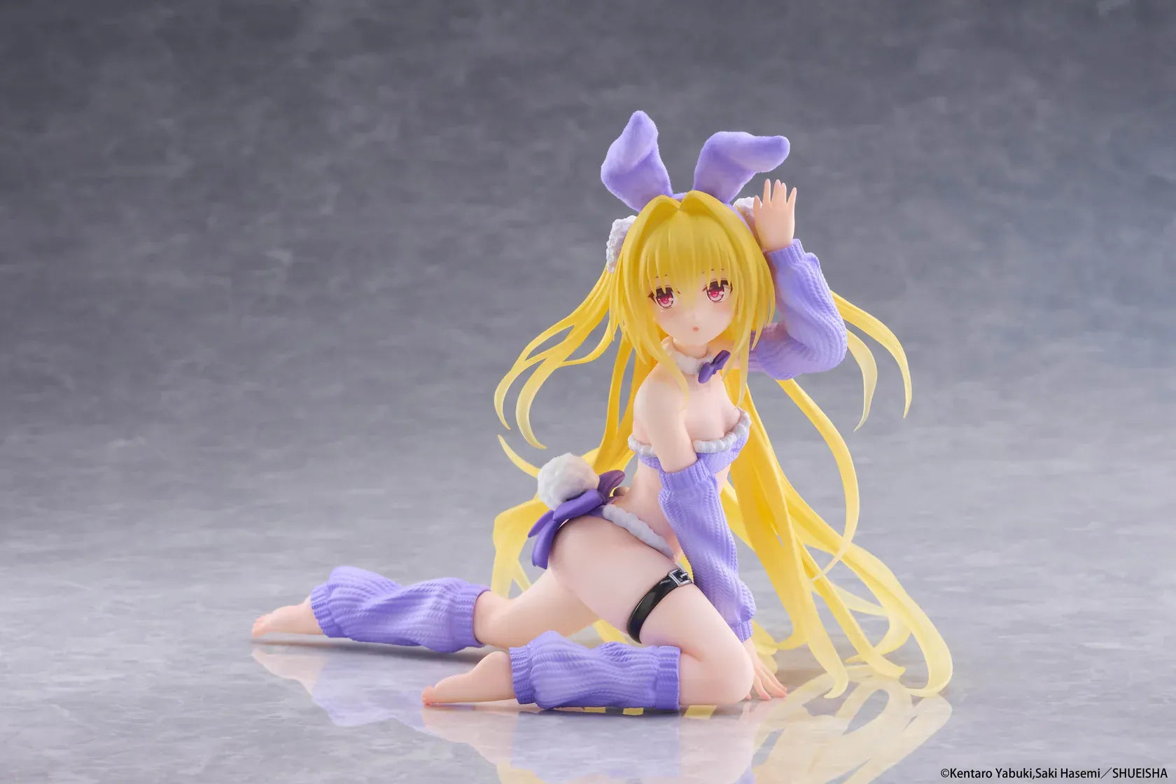 To Love-Ru Darkness MOFLOCK Golden Darkness Fluffy Bunny Ver Figure wearing a purple bunny outfit with long blonde hair