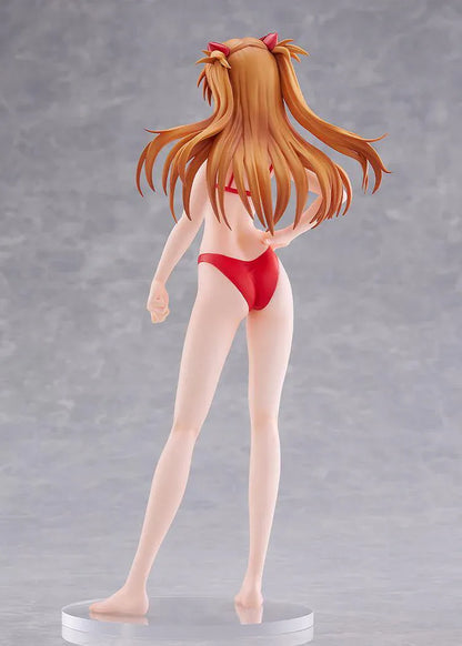 Rebuild of Evangelion POP UP PARADE BEACH QUEENS Asuka Shikinami Langley Bikini Style L Size Figure featuring Asuka with orange hair, blue eyes, and a red bikini.