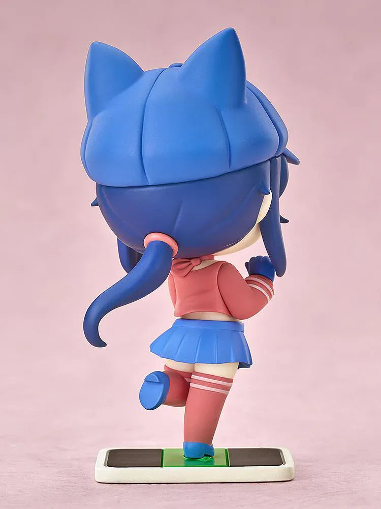 MiSide Mini Memory Cappie Figure featuring Cappie in a chibi-style design with a blue cat-ear cap, red top, blue skirt, gloves, and display base.