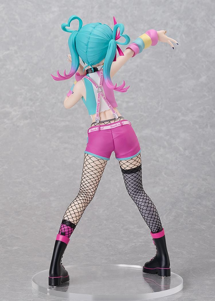 Hatsune Miku DecoMiku Lightness L Size figure with turquoise and pink twin-tails, a colorful cropped top, pink shorts, and black boots.